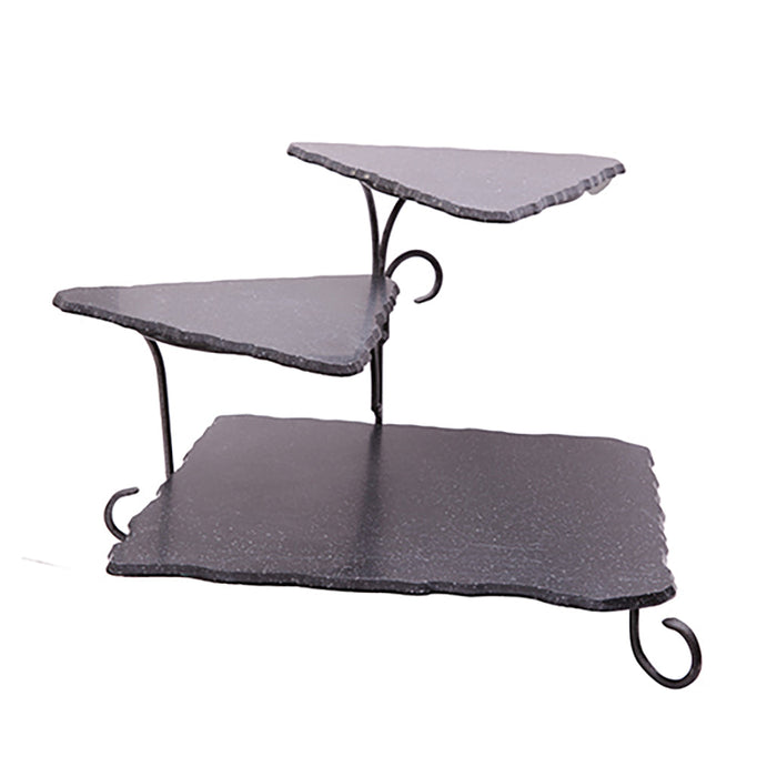 3-Tier Stand - Wrought Iron/Black Marble