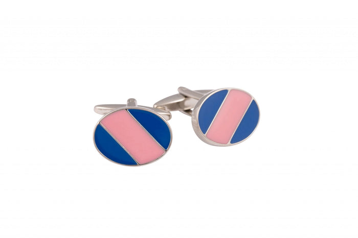 Blue & Pink Striped Enamel Cufflinks