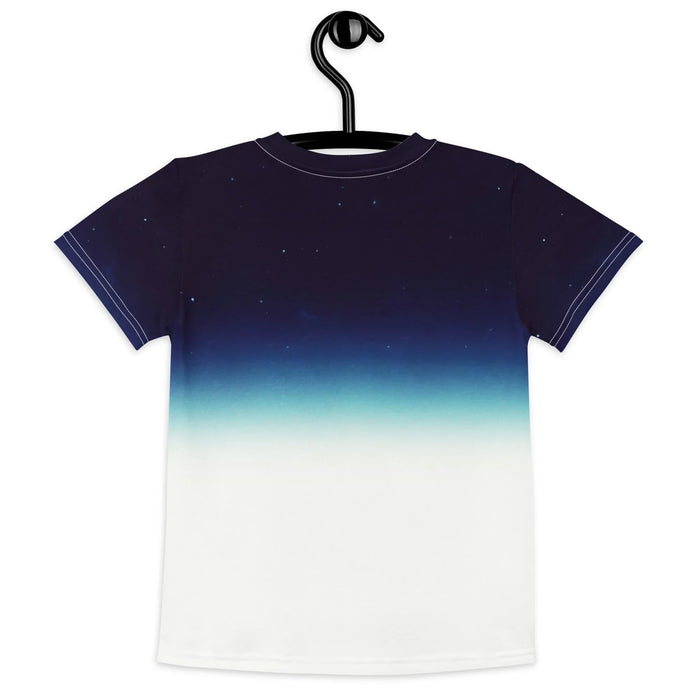 Falling Astronaut Kid's Tee in Galactic Horizon Gradient. CPSIA Compliant, OEKO-TEX® 100, REACH Compliant.