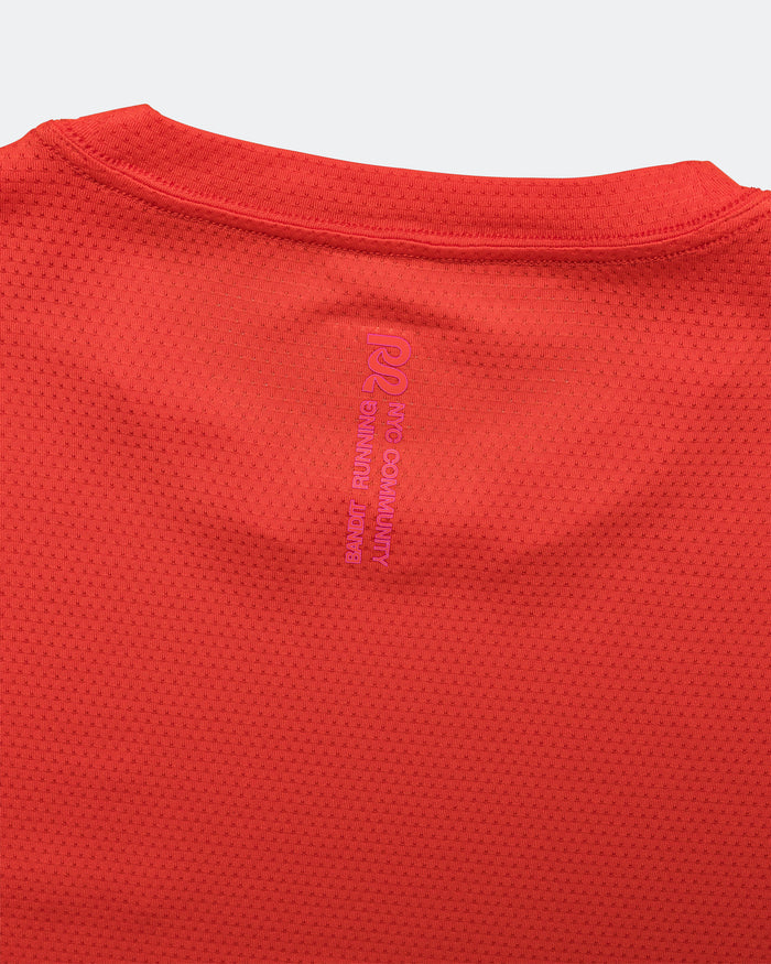 Mens Micromesh Short Sleeve Run Tee - Poppy