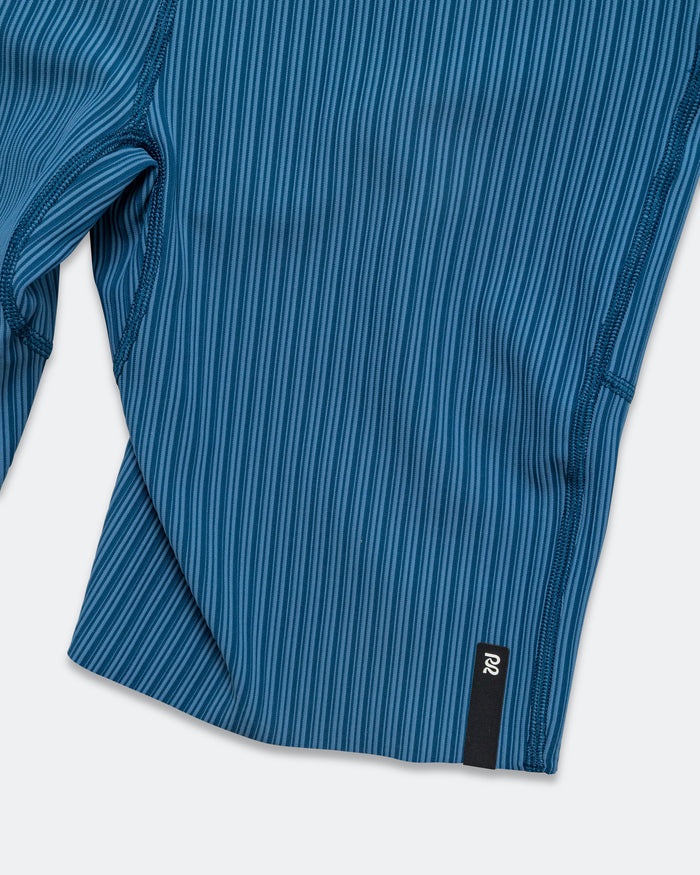 Mens Striped Cadence 7 Pocket Lined Half Tights - Ink Blue/Aegean
