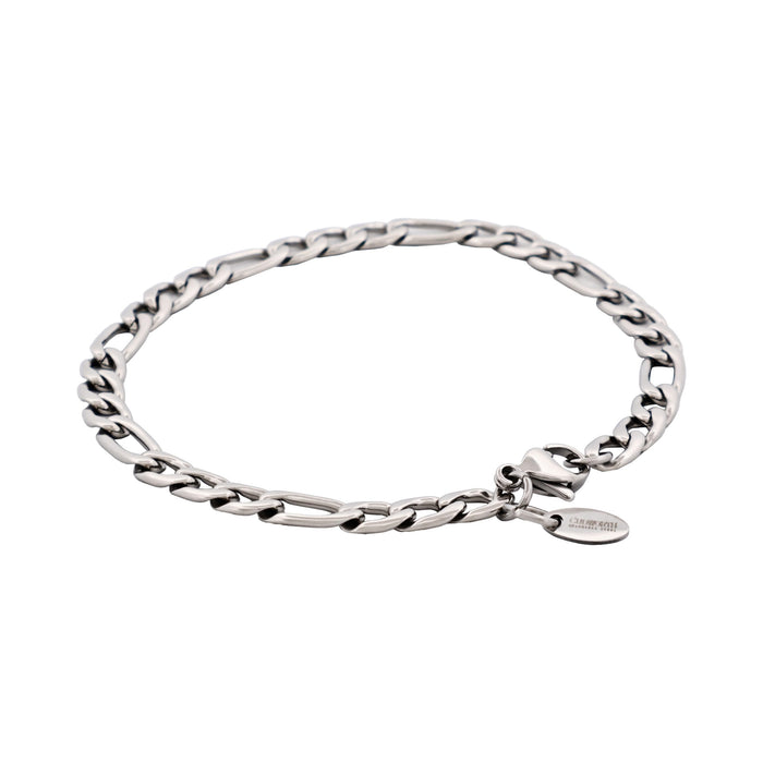 Polished Stainless Steel Figaro Chain Bracelet