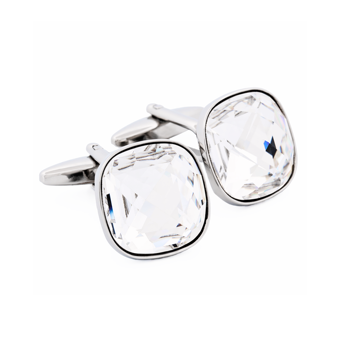 Rhodium Crystal Cufflinks