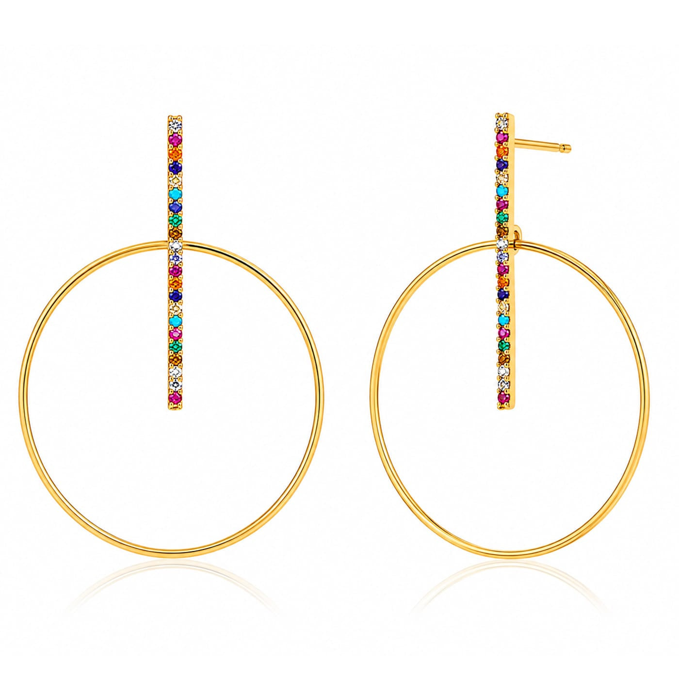 Rainbow Gemstone Hoop Earrings