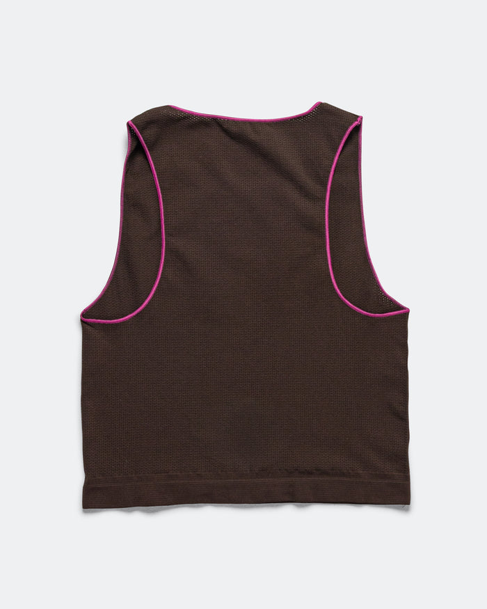 Womens StretchKnit Pop Stitch Run Tank - Espresso