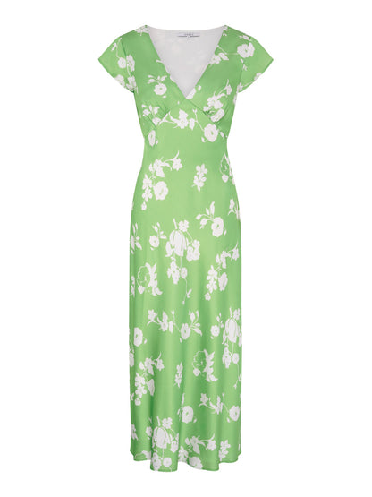Woolf Short Sleeve Floral Slip Dress in Green