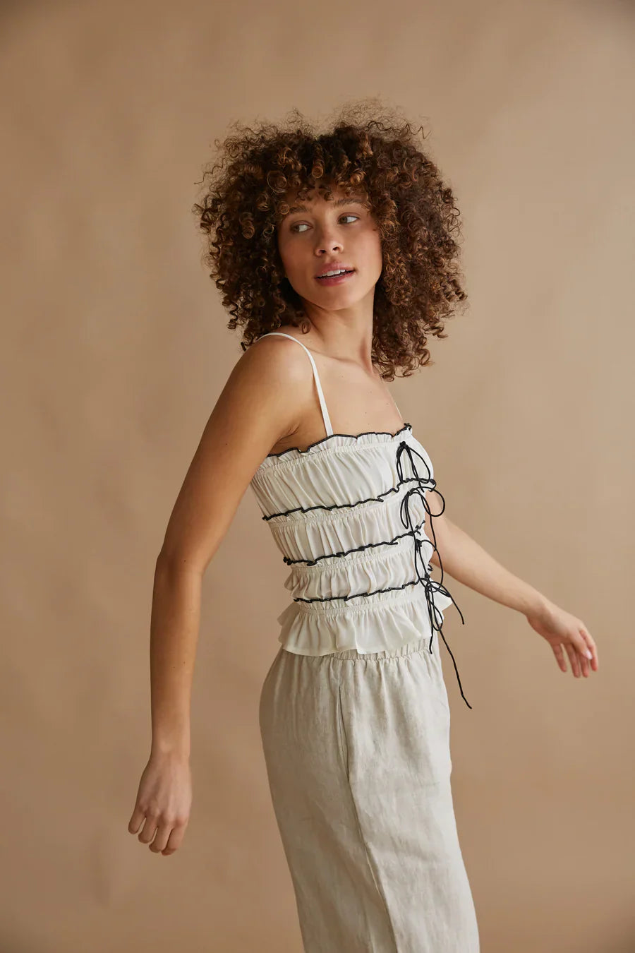 Alicia Ruffle Smocked Bow Top