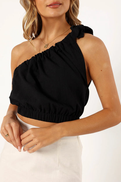 Marcoola One Shoulder Top - Black