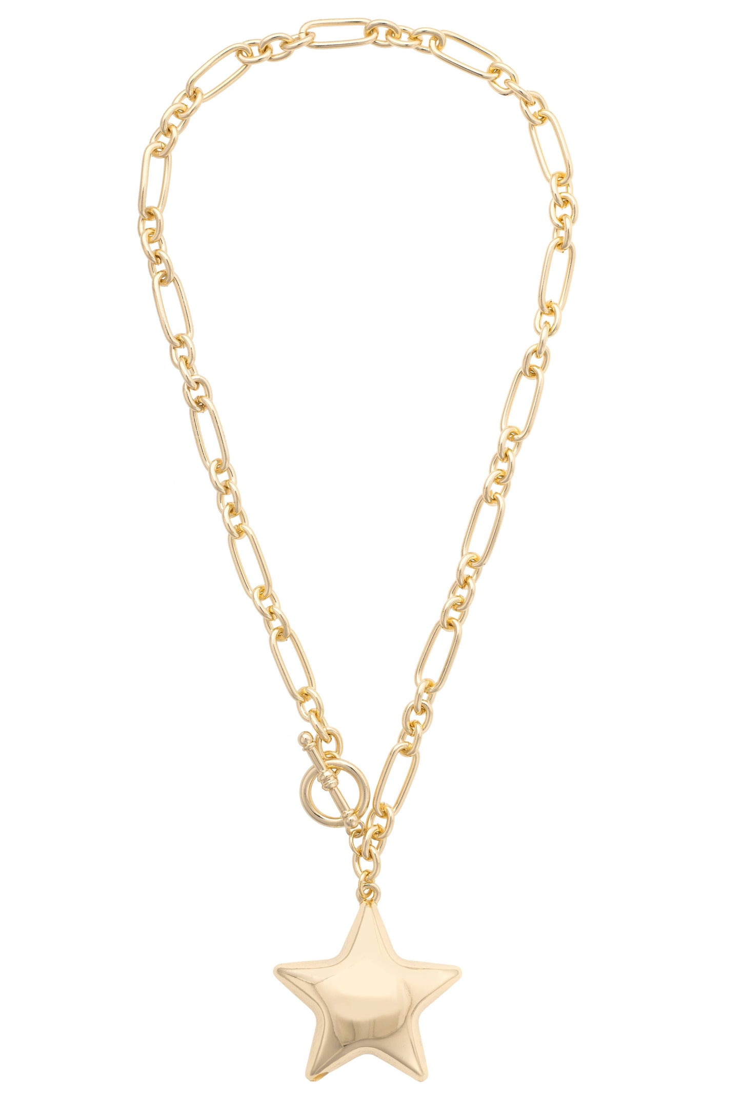 Bessie Puffy Star Toggle Necklace in Shiny Gold