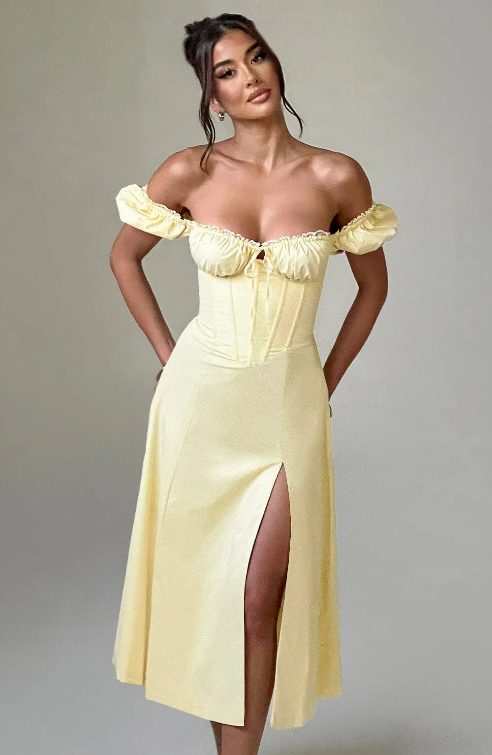Courtney Midi Dress - Lemon