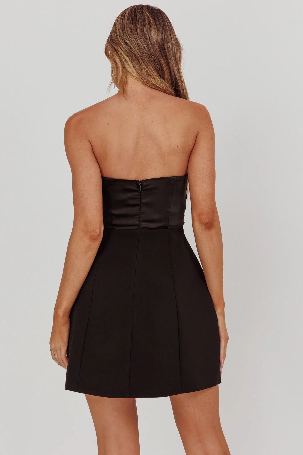 City Of Stars Strapless Mini Dress Black