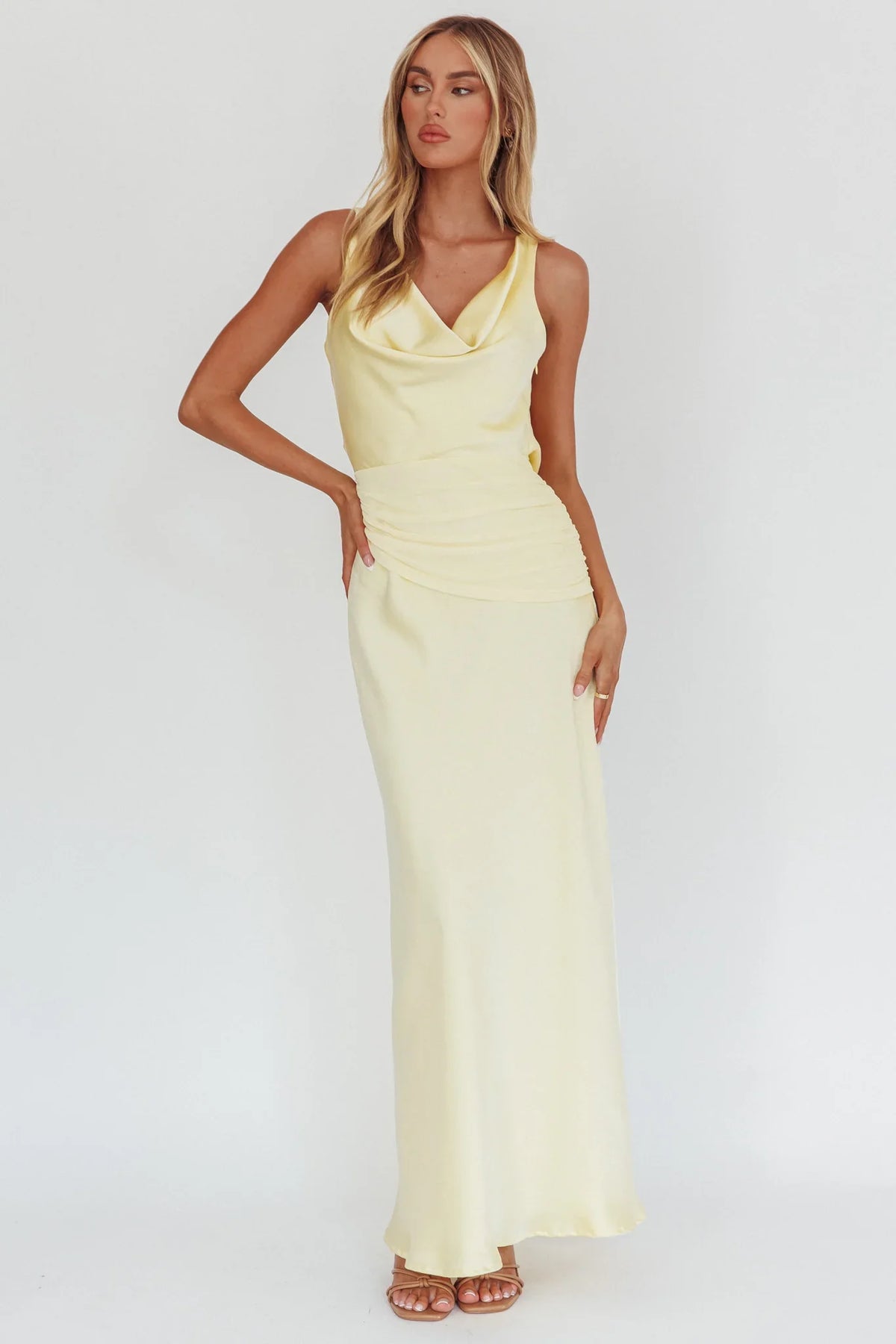Isabella Open Cowl Back Maxi Dress Butter