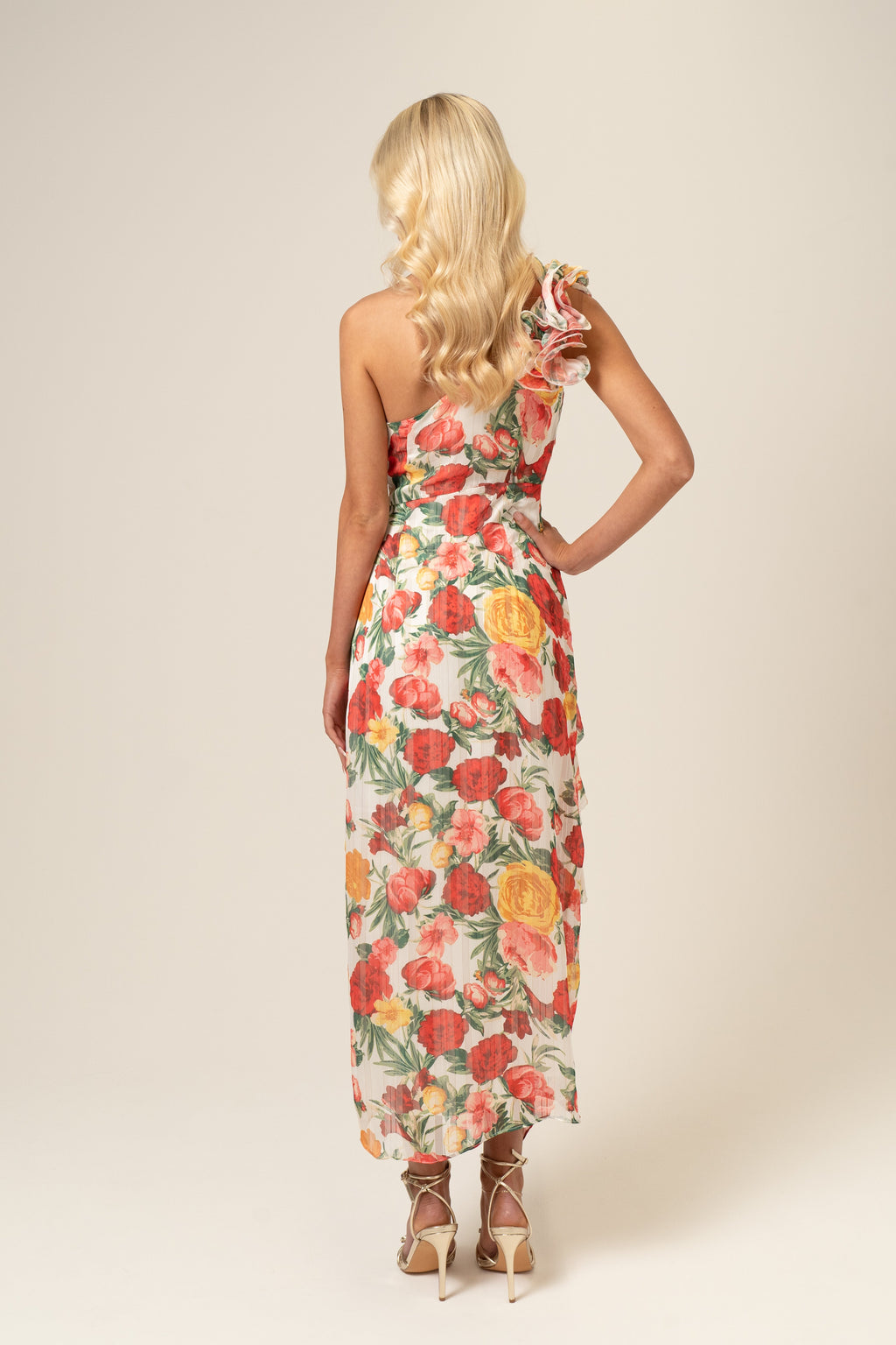 Saskia One-Shoulder Ruffle Dress - Floral Print