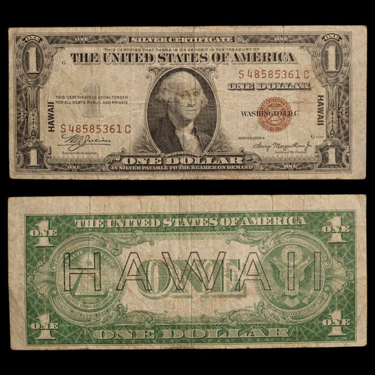 $1 U.S. Silver Certificate, Hawaii Overprint Note - 1942 to 1944 - World War II