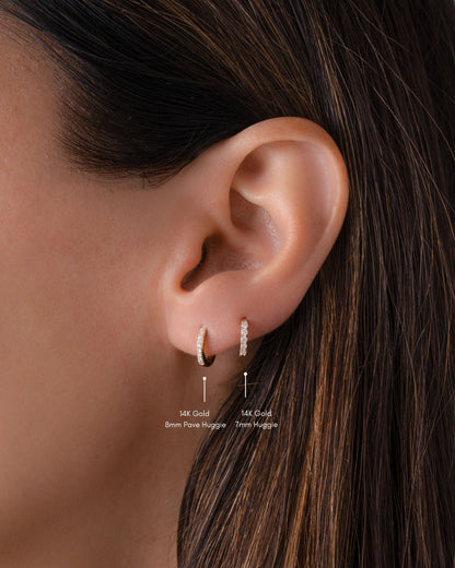 14K Solid Gold 7mm Lab Grown Diamond Huggies