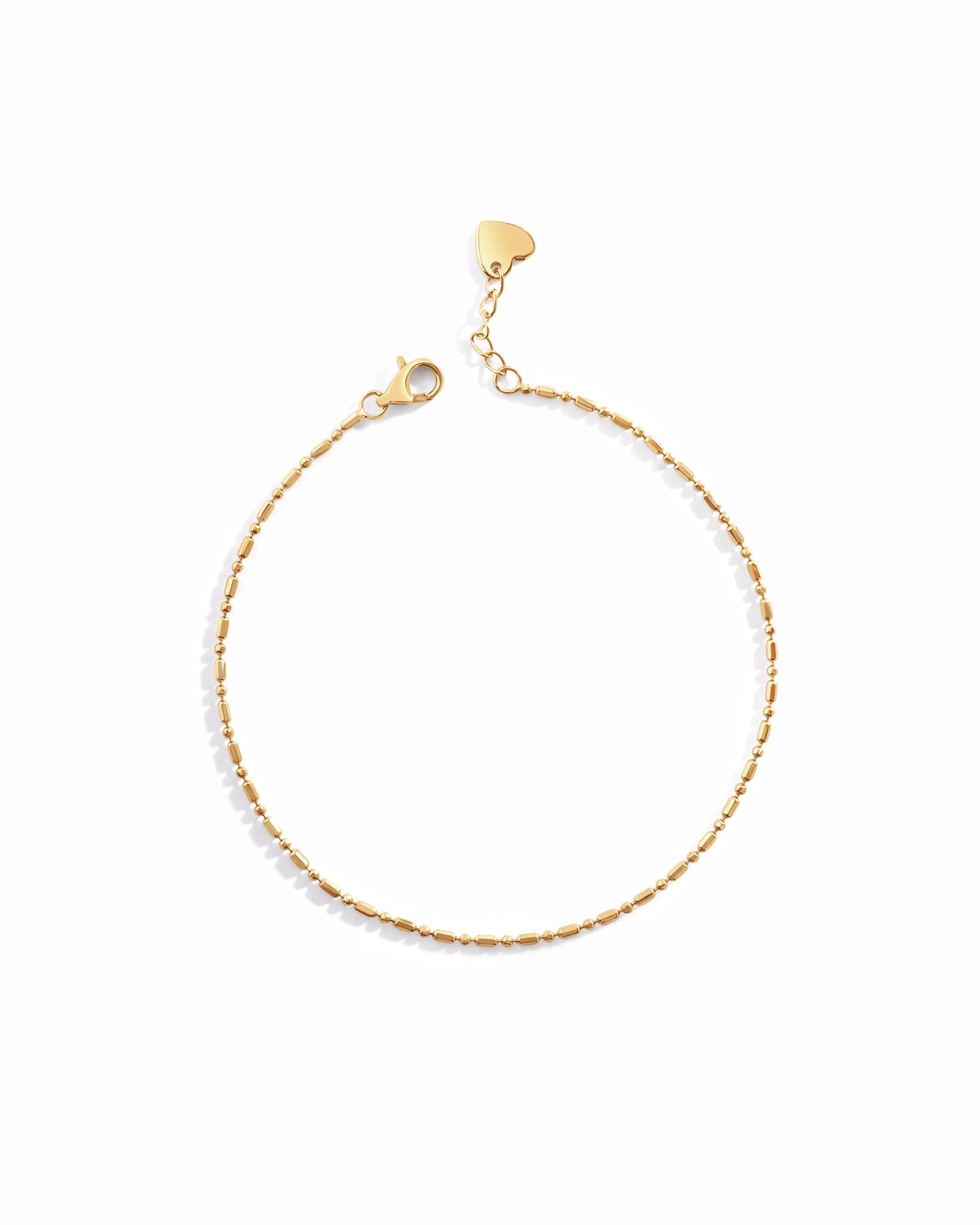 14K Solid Gold Bar Station Chain Bracelet