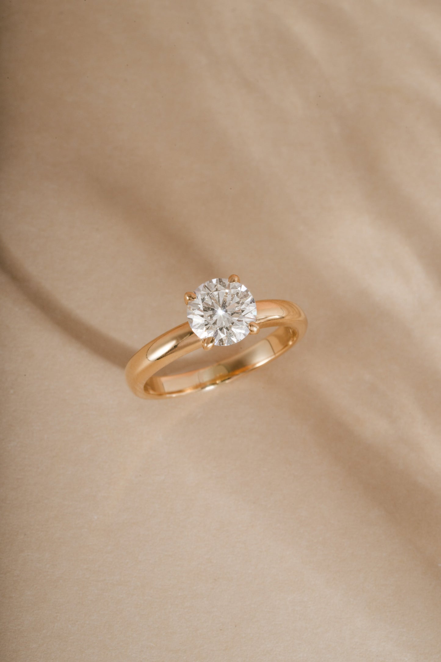 14K Solid Gold Round Solitaire Lab Grown Diamond Ring