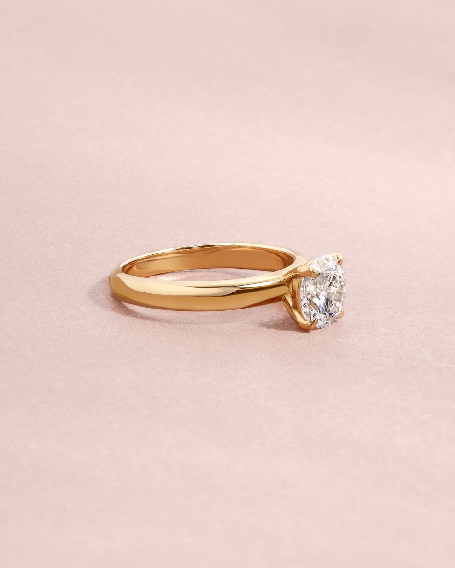 14K Solid Gold Round Solitaire Lab Grown Diamond Ring