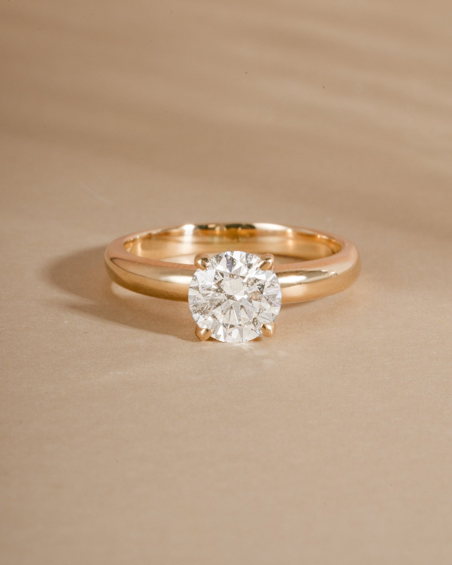 14K Solid Gold Round Solitaire Lab Grown Diamond Ring