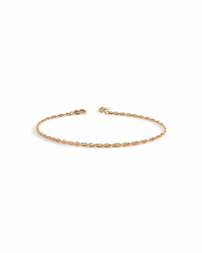14K Solid Gold Twisted Rope Chain Bracelet