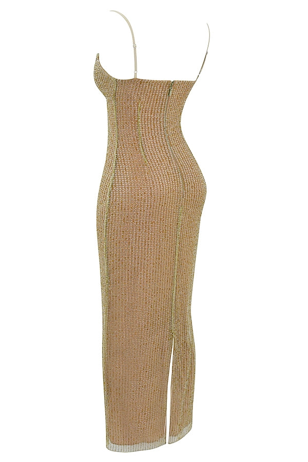cafe au lait beaded maxi dress - limited edition