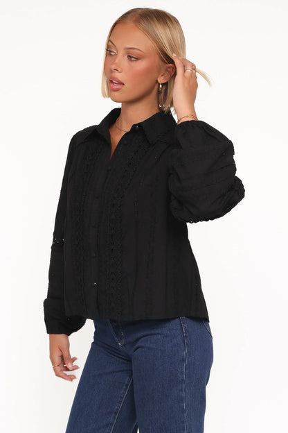 Catania Lace Inset Top - Black