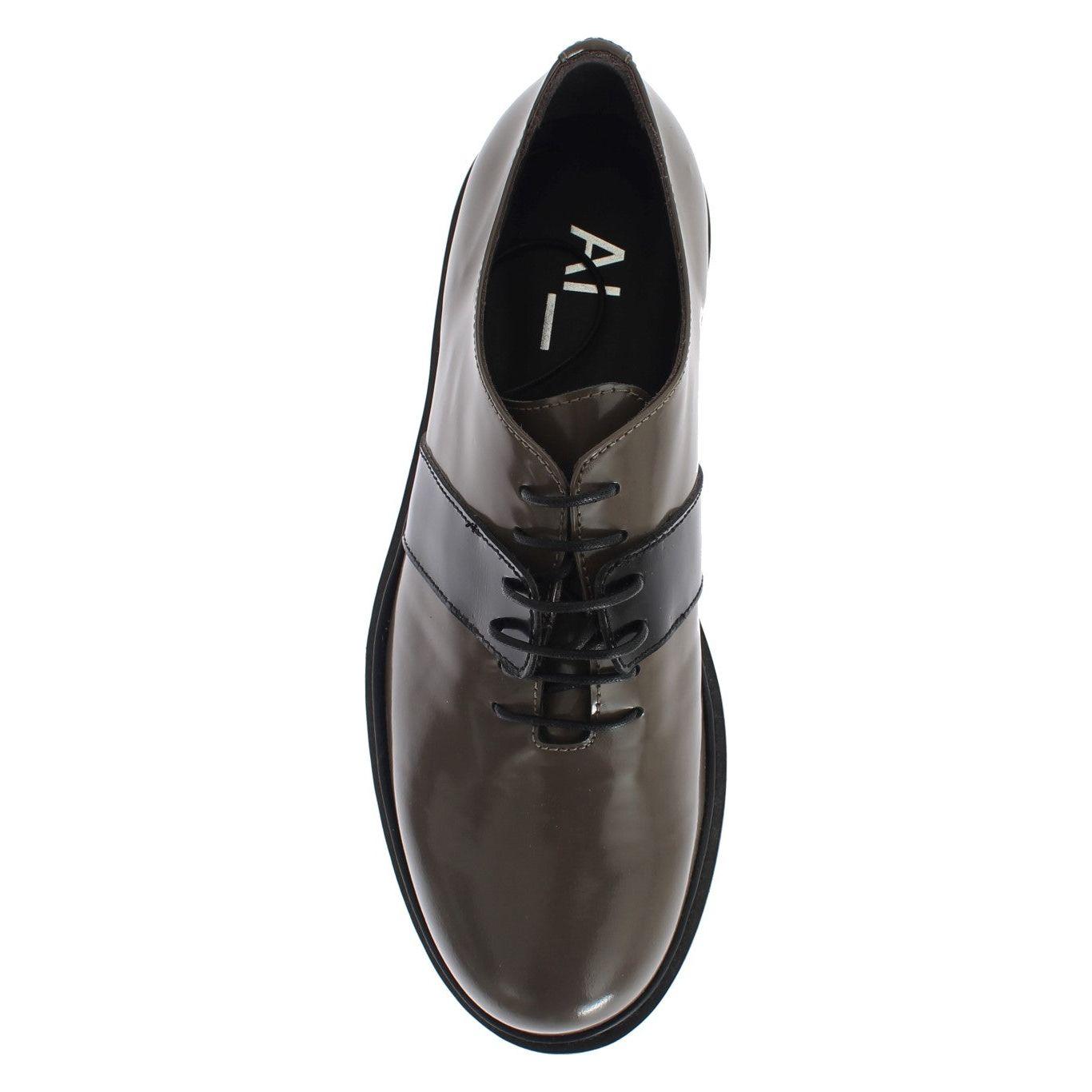 AI_ Gray Brown Leather Laceups Shoes