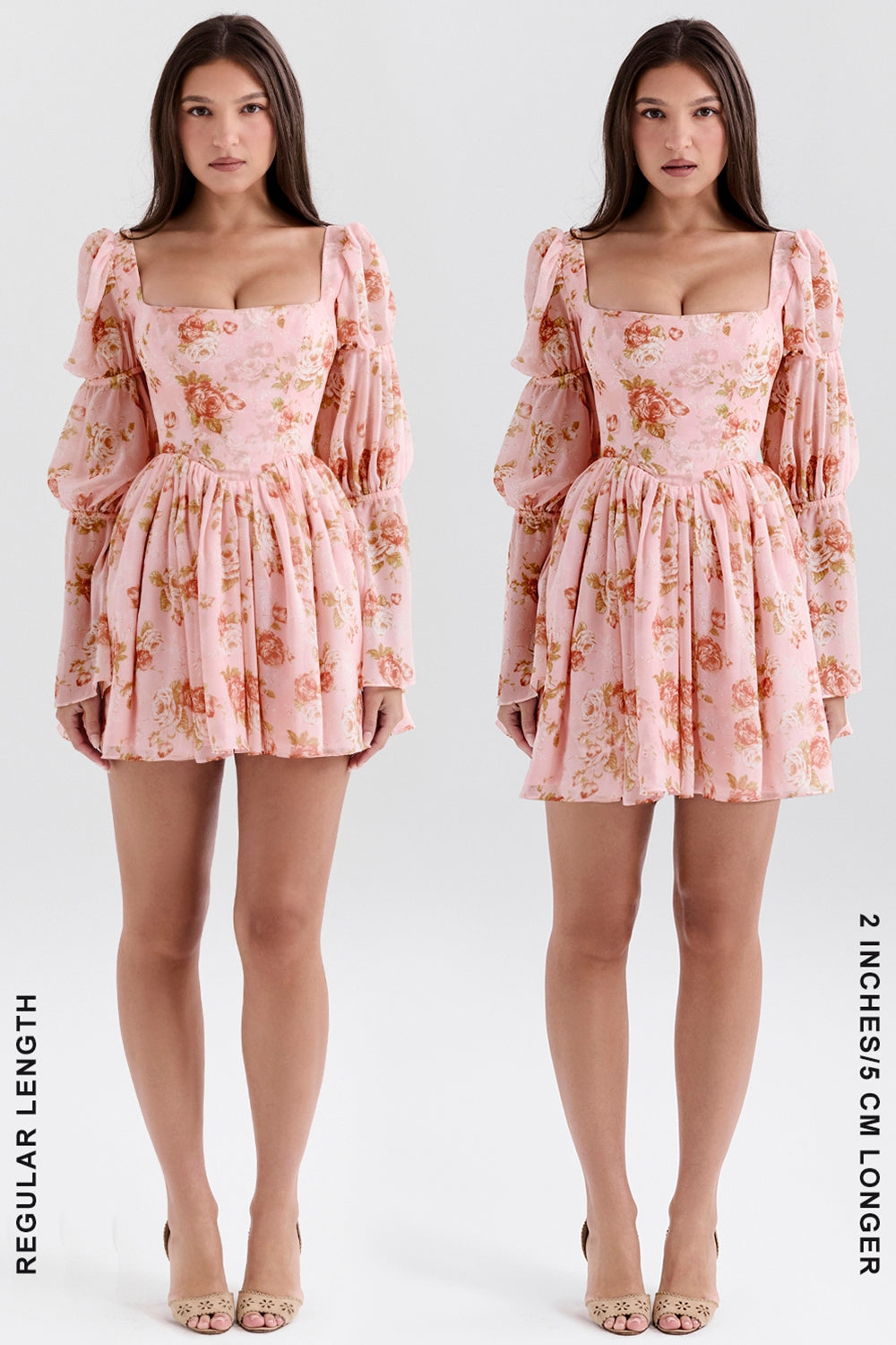 english vintage rose print puff sleeve mini dress