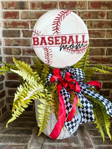 Baseball mom yard stake