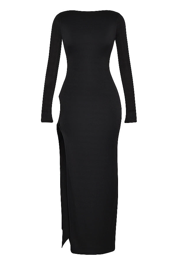 black cutout maxi dress