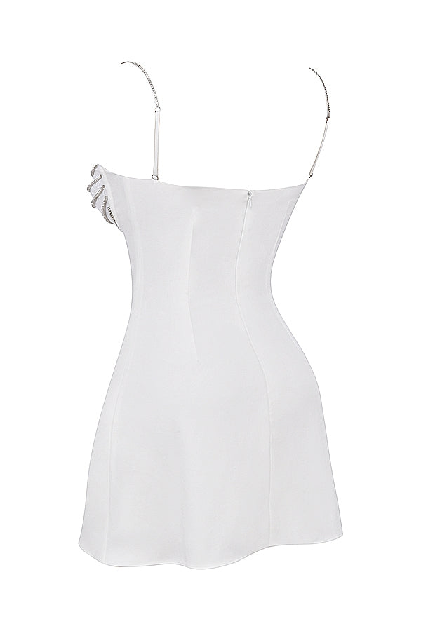 ivory crystallised mini dress