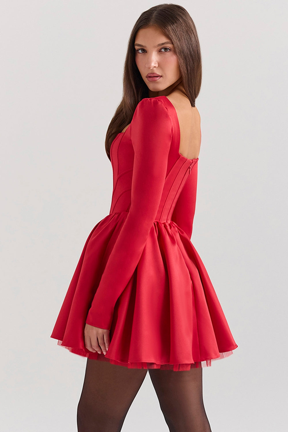 holly red removable bow tulle mini dress - sale