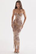 cream floral print maxi dress