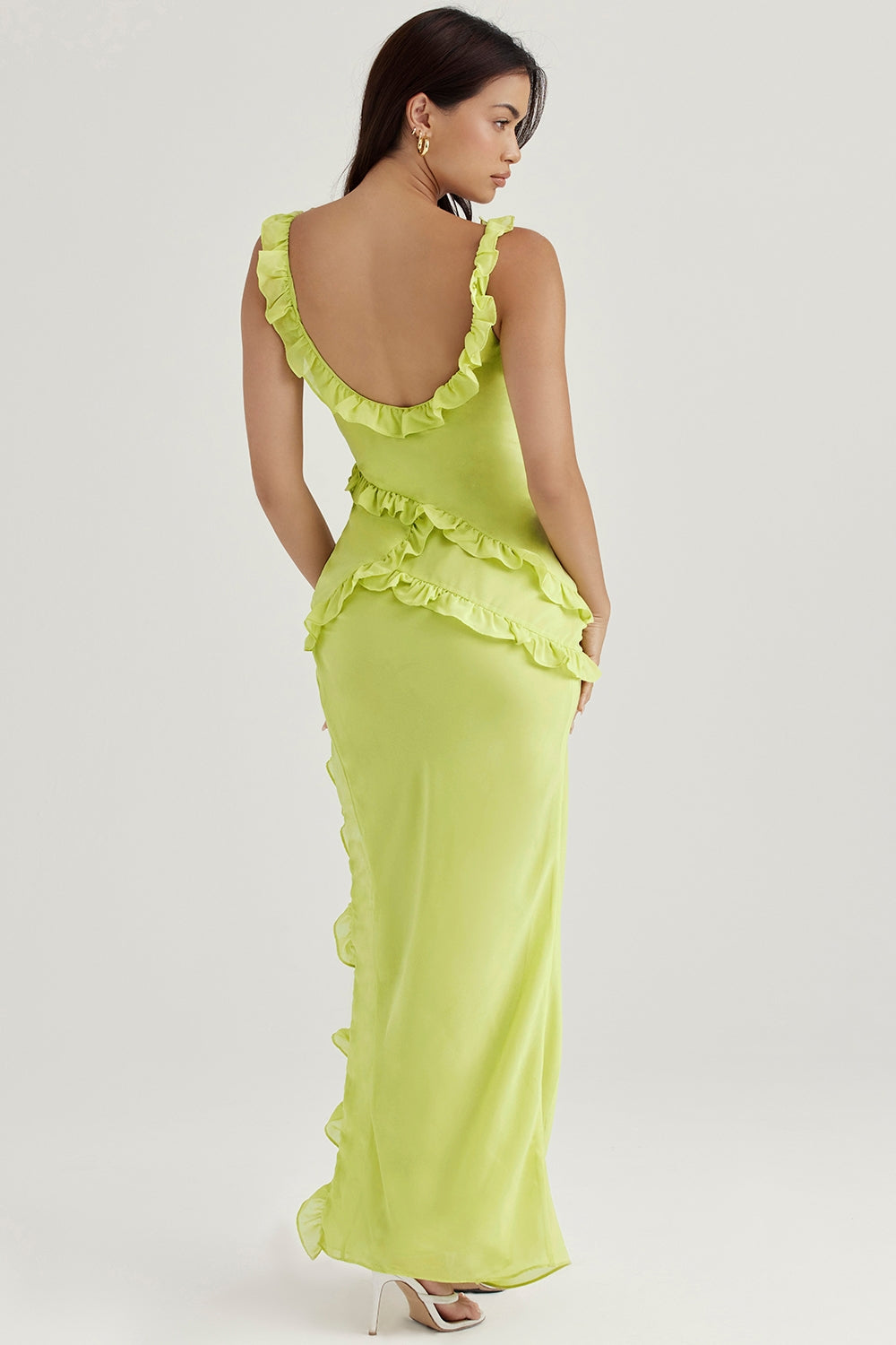 lime ruffle maxi dress