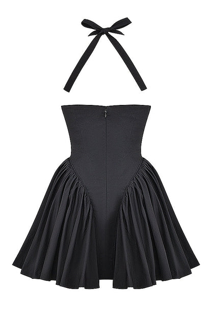 black halter mini dress