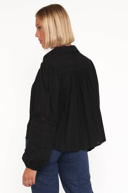 Catania Lace Inset Top - Black