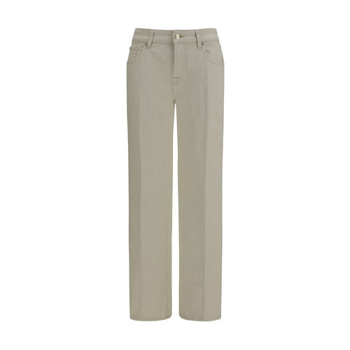 7FOR Beige Cotton Straight-Leg Jeans
