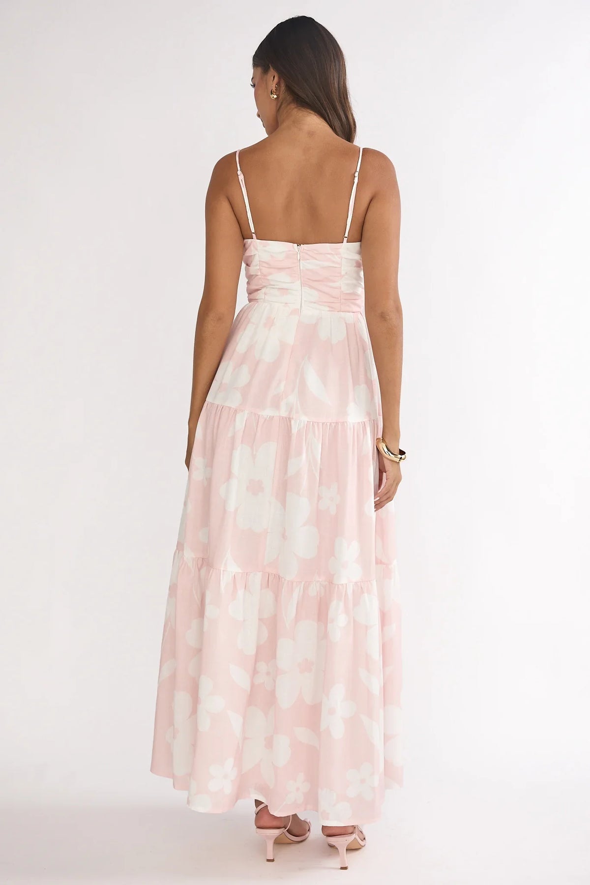 Darelle Tied Bodice Maxi Dress Floral Pink