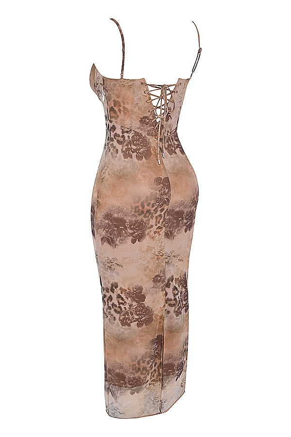 cream floral print maxi dress
