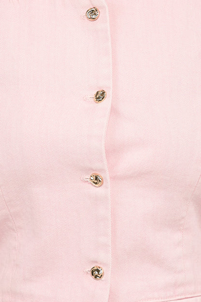 Ailis Denim Vest Top - Dusty Pink