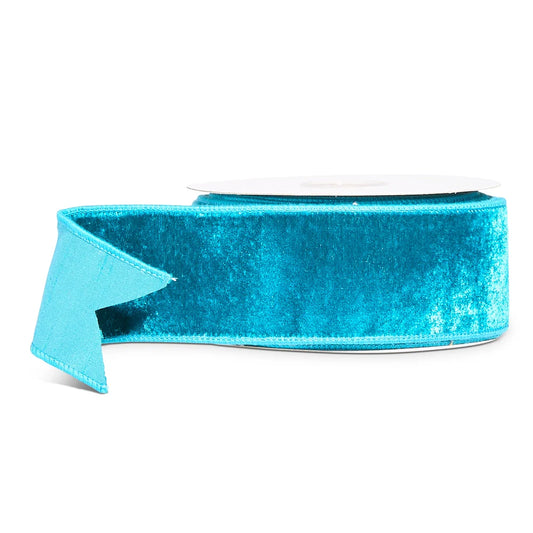 2.5”x10 yards teal velvet ribbon