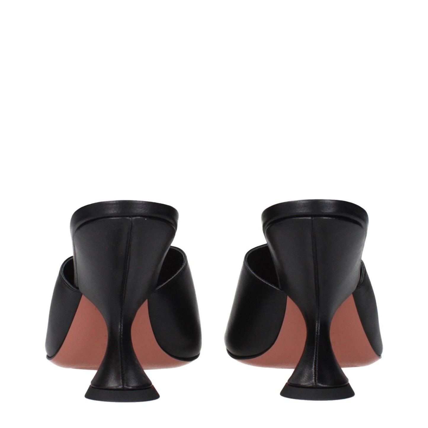 Amina Muaddi Black Leather Stiletto Heel Sandals