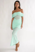 Silver Moon Off-Shoulder Maxi Dress Floral Mint