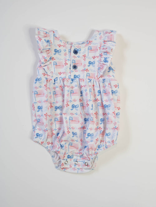 Betsy Romper in Patriotic Flags
