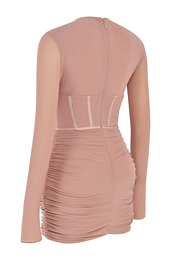 blush corset mini dress