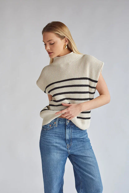 Amari Mock Neck Sleeveless Sweater Top