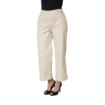 Alpha Studio Beige High Waist Straight Capri Cropped Trouser Pants