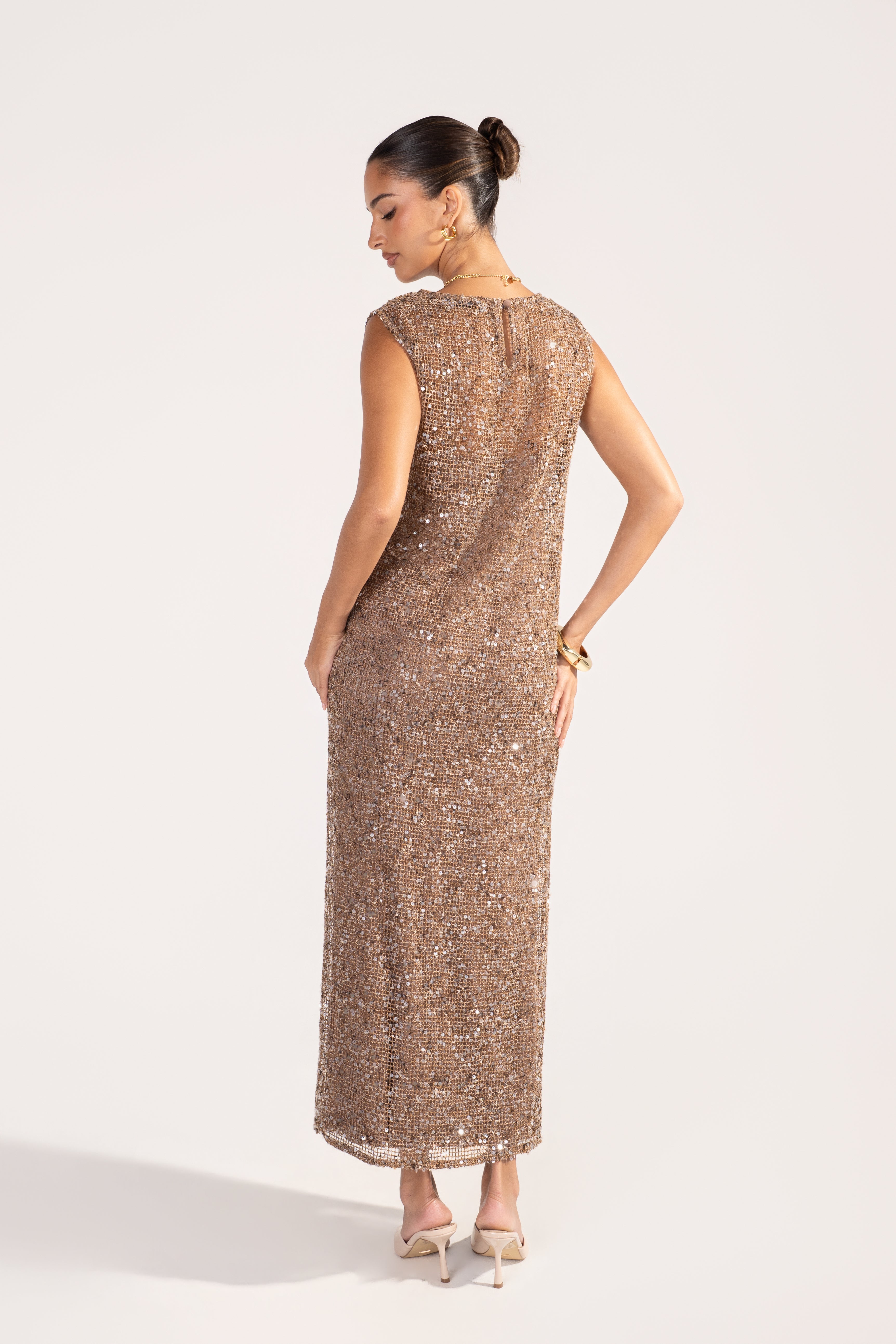 Athena Sequin Mesh Maxi Dress