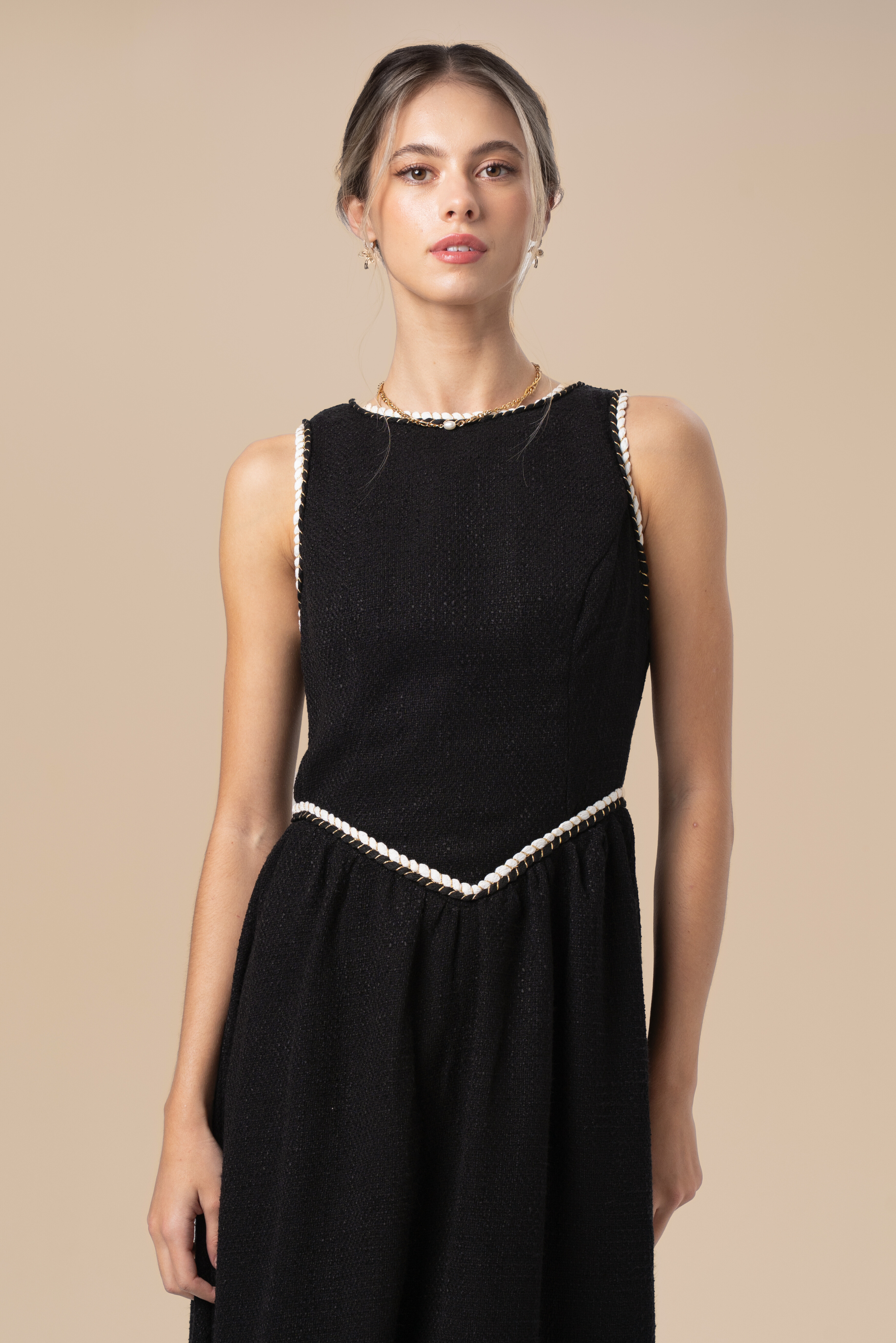 Cecilia Black Midi with Braided Trims