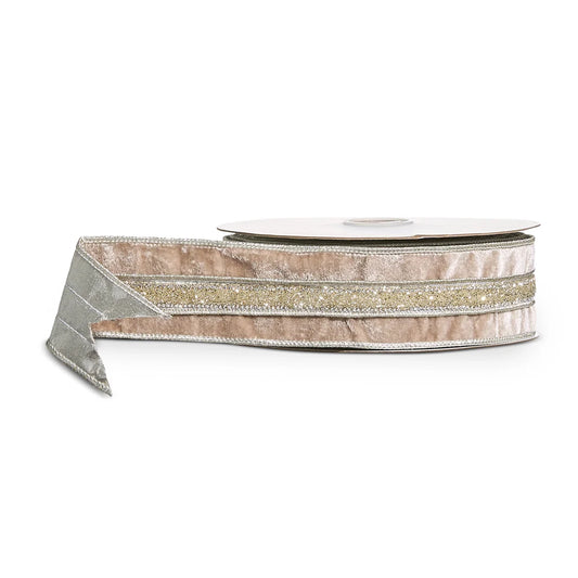 2.5”X10 yards velvet beaded ribbon